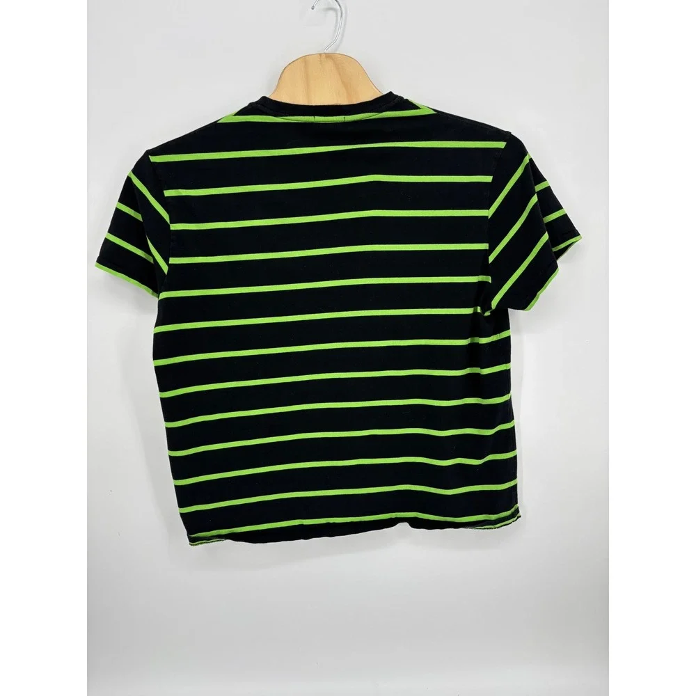 Polo Ralph Lauren Mens XL Classic Fit Striped T-Shirt Black Lime Green Pony Logo